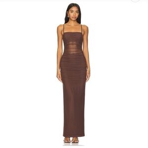 Revolve Celeste Maxi Dress in Chocolate Brown